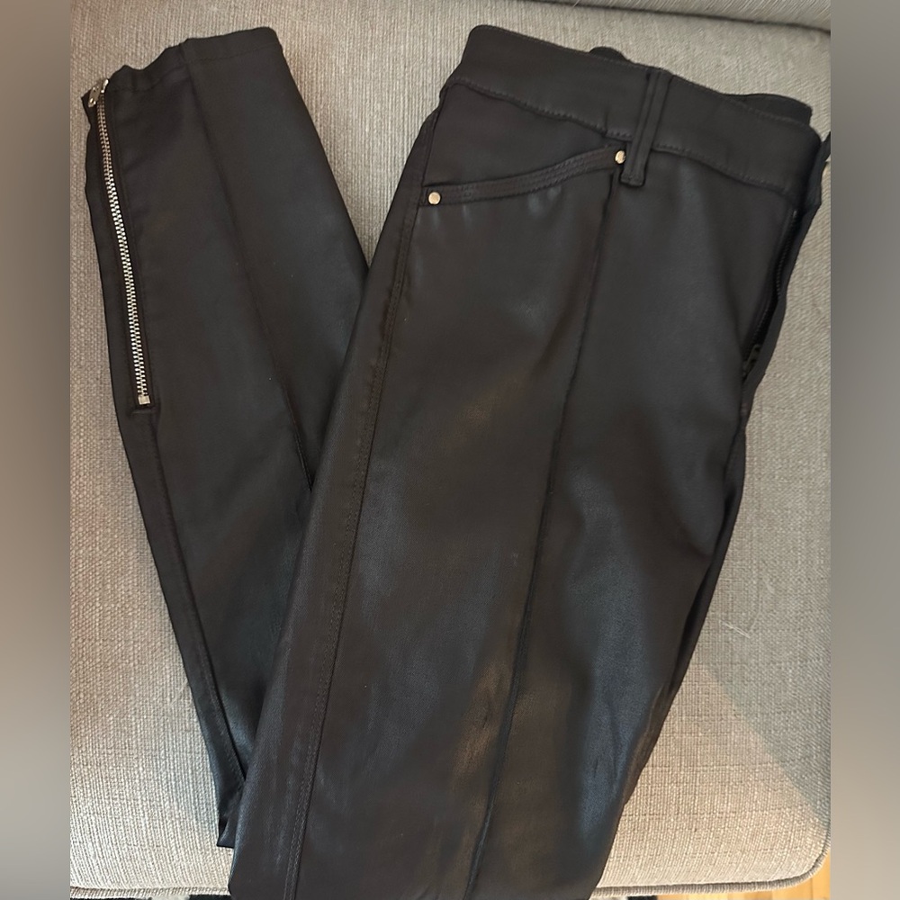 White House, black market, chocolate, brown, faux leather pants